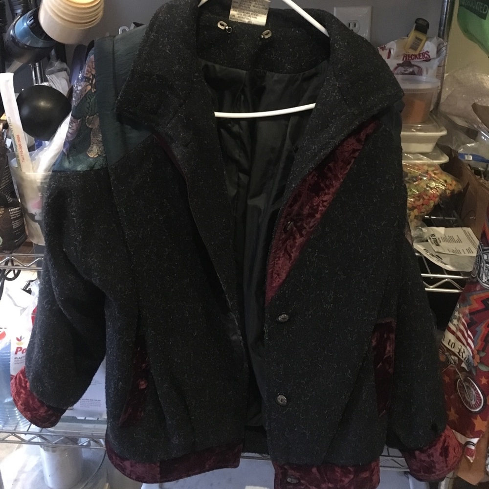 Vintage bomber wool with velvet patches