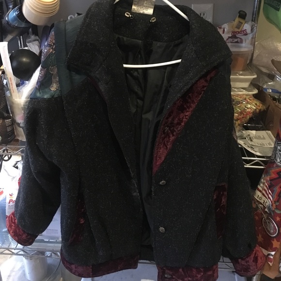 Vintage bomber wool with velvet patches - Picture 1 of 4