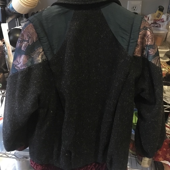 Vintage bomber wool with velvet patches - Picture 3 of 4
