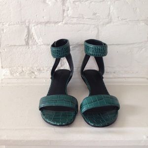 Alexander Wang mini wedge sandal in green leather