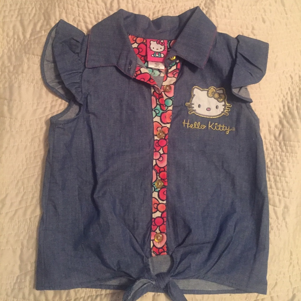 Kids 6t HELLO KITTY tie bottom button up shirt 👚