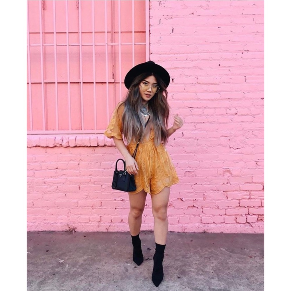 Chloe Yellow Embroidered Lace  Romper - Picture 8 of 8