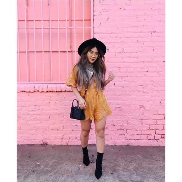 Chloe Yellow Embroidered Lace  Romper - Picture 8 of 8