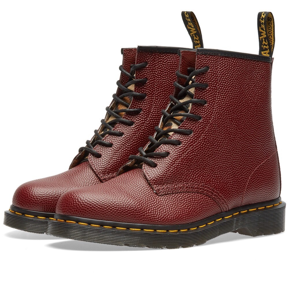 ❤NEW Dr. Martens BOOTS Cherry Red/Leopard STUSSY