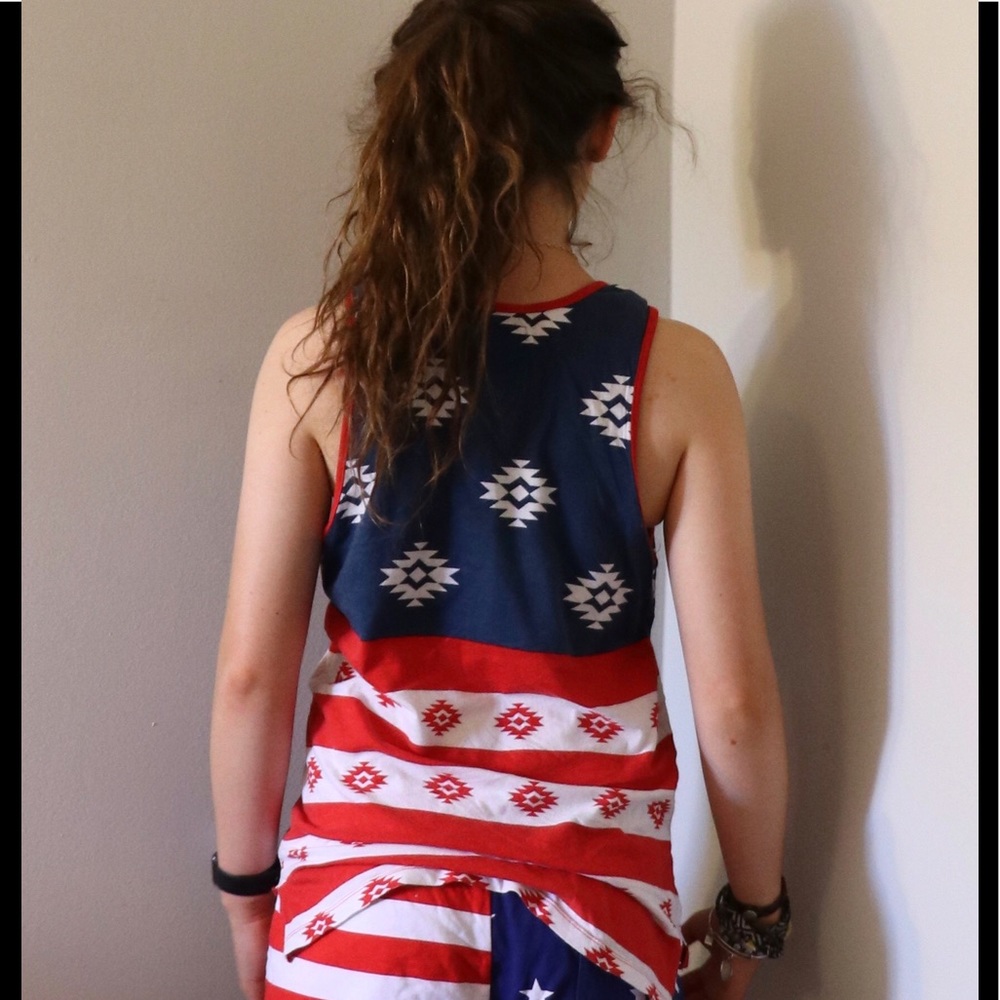 Red, white, and blue muscle tank