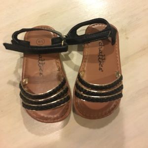 Black and Gold Sandals, Size 5/6 Toddler