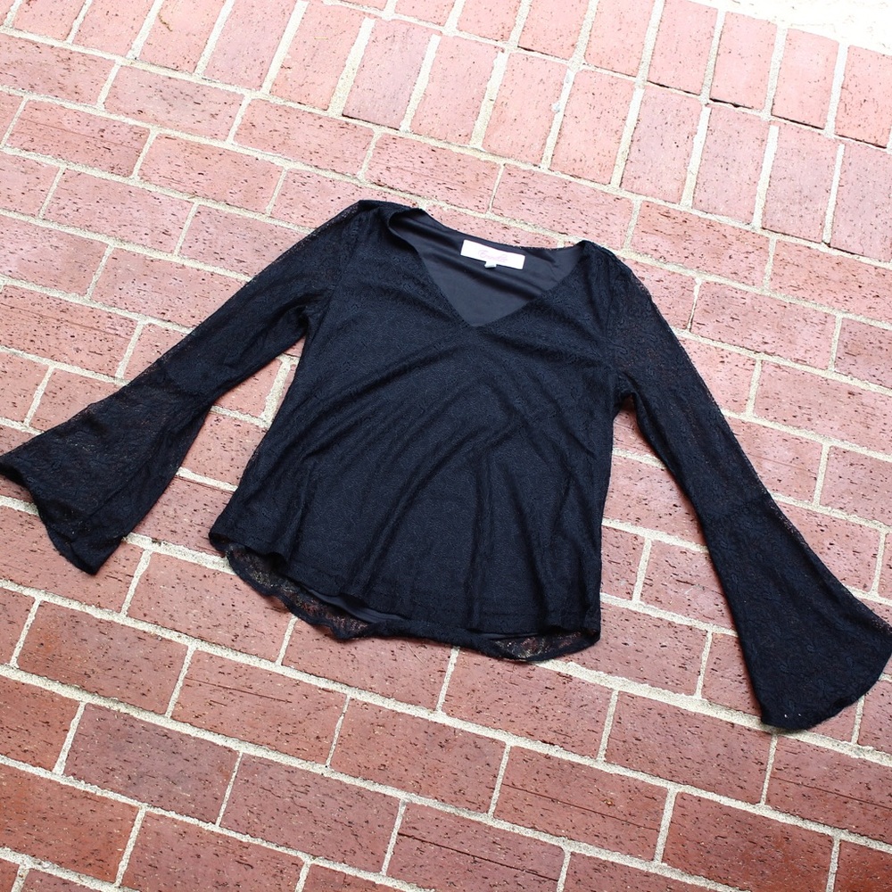 Black Bell Sleeved Lace Top