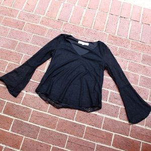 Black Bell Sleeved Lace Top