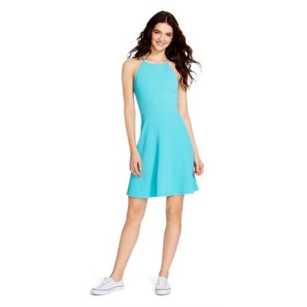Aqua Blue Halter Dress
