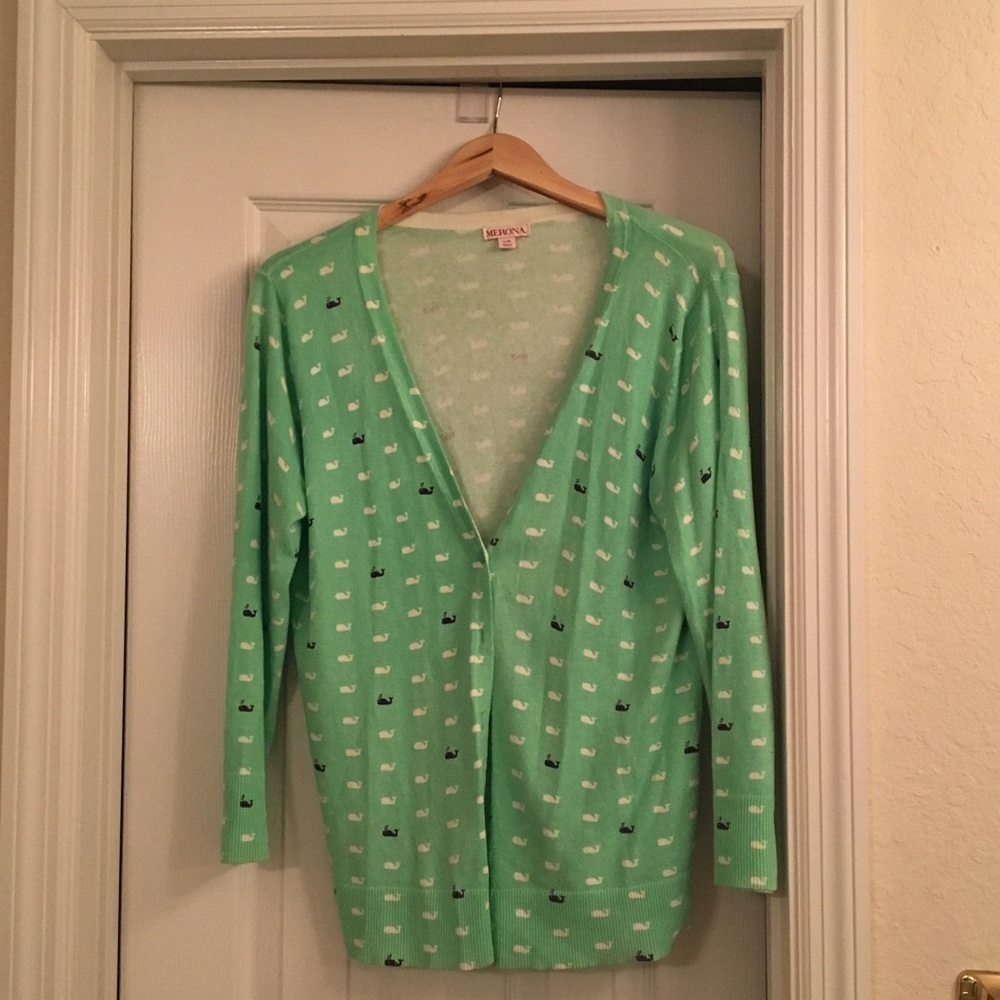 Whale print cardigan.