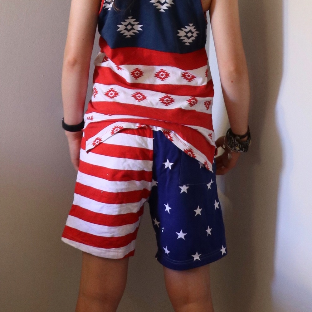 American Apparel American flag fleece shorts
