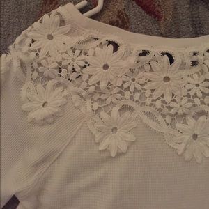Off white flower embroidered shirt