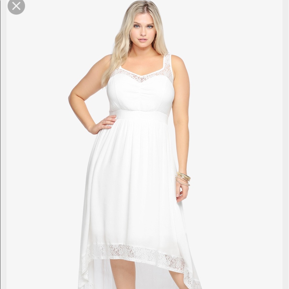 Ivory lace hi lo dress