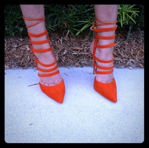 SP Orange Lace-Up Heels