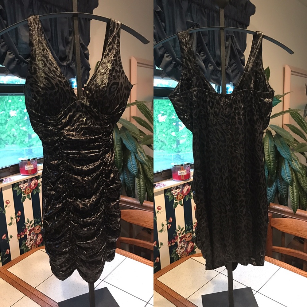 Black cheetah print homecoming dress