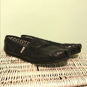 Black Sequined TOMS Women's 8.5