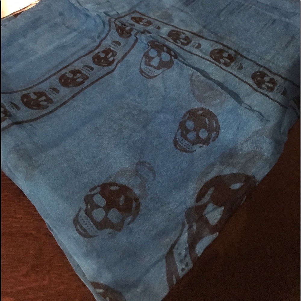 Royal Blue silk Alexander McQueen scarf