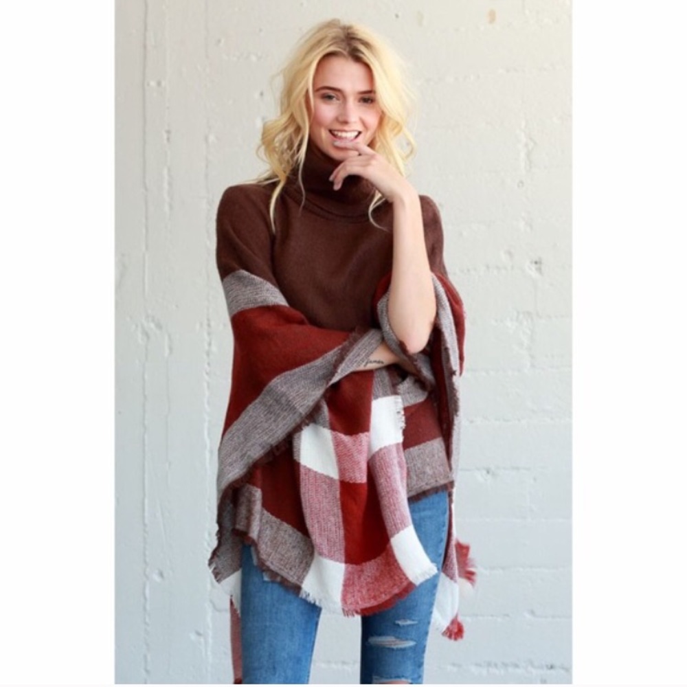 Earth tone poncho.
