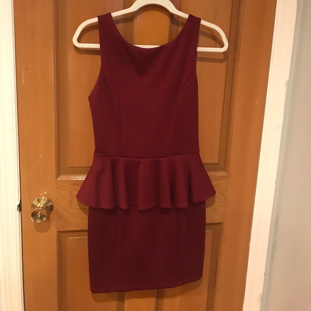 Maroon Peplum cocktail dress