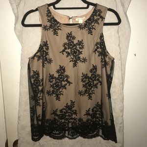 Miami Black and Taupe Lace Blouse