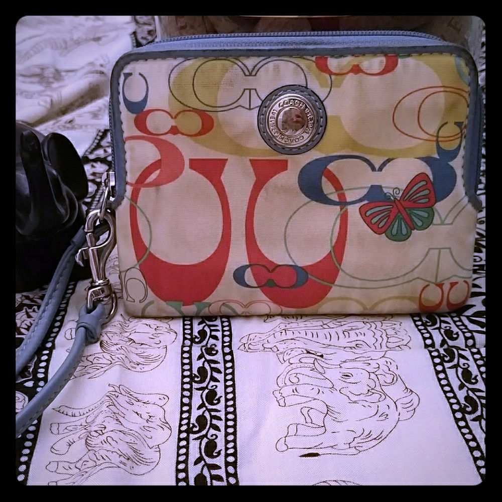 Small  cream, Blue and Orange Coach wallet