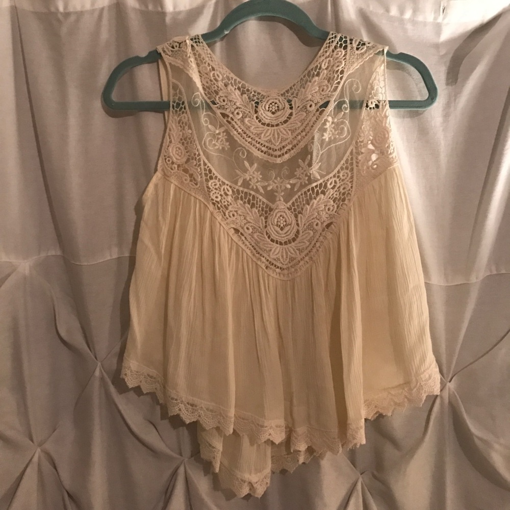 Cream Lace Crop Top