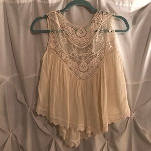 Cream Lace Crop Top