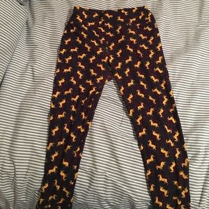 LuLaRoe OS Leggings Purple with Yellow Unicorns