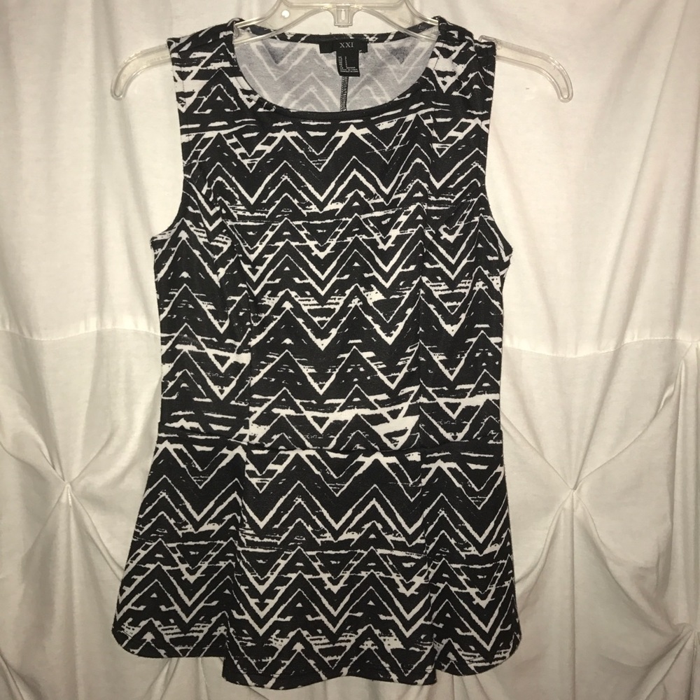 Black and White Patterned Peplum