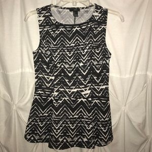 Black and White Patterned Peplum
