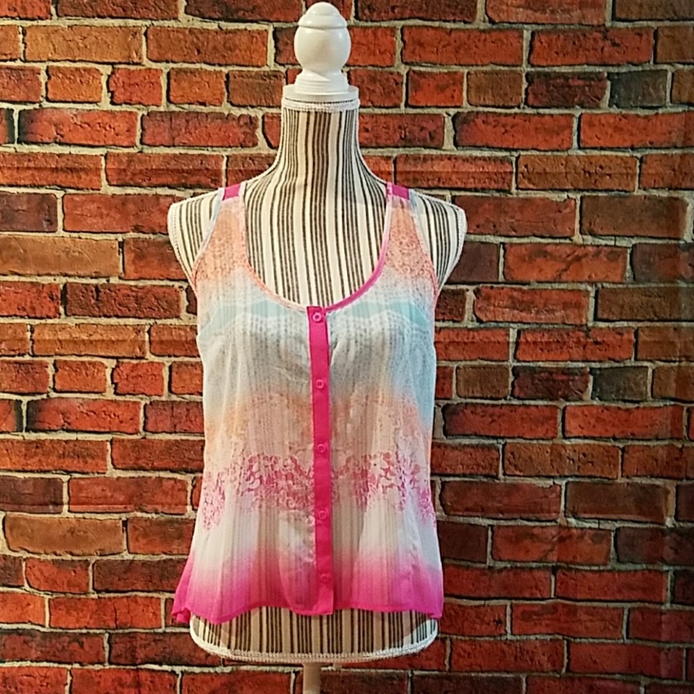 Candies variegated lace look sleeveless top - Picture 1 of 5