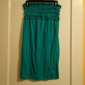 Teal strapless bathing suit coverup