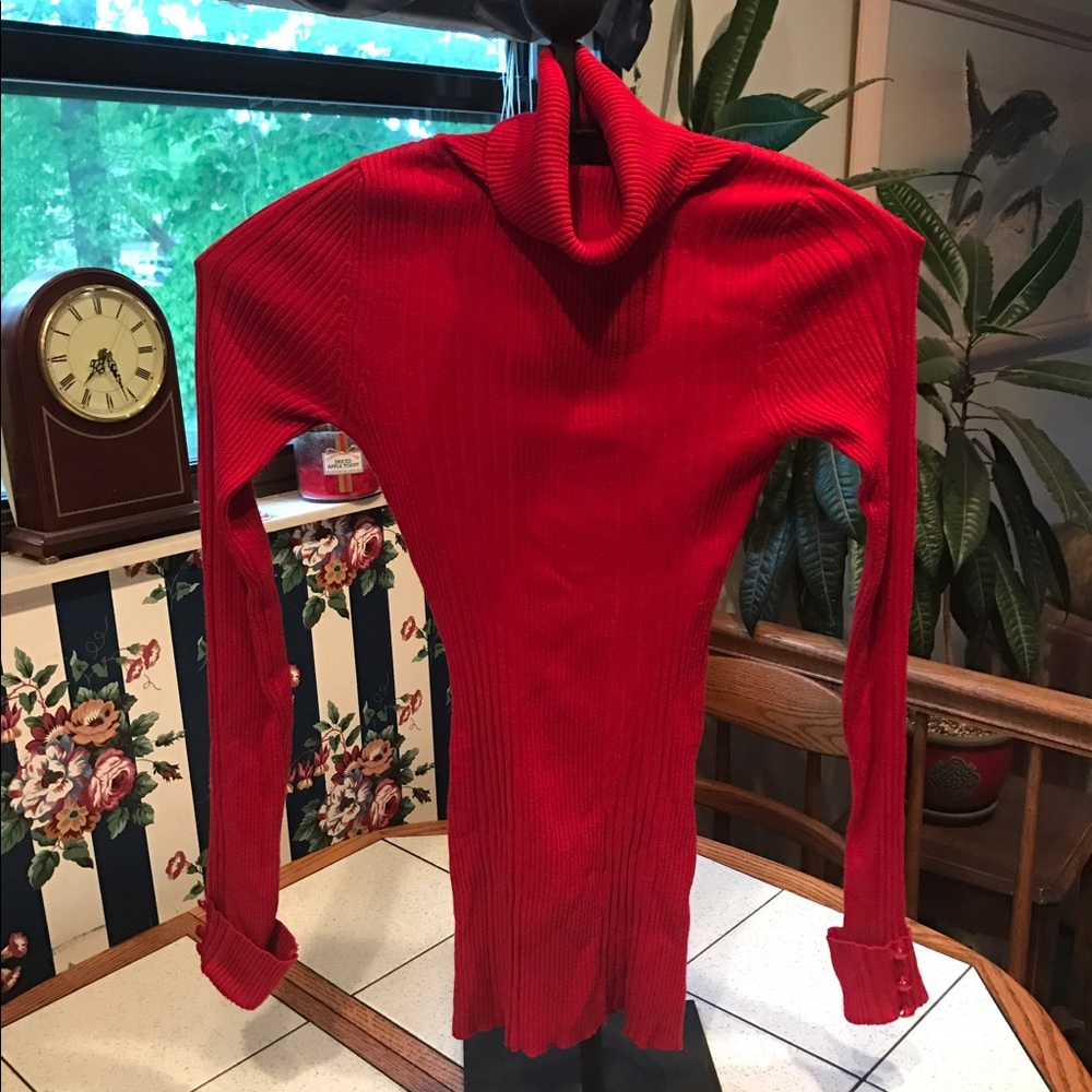 Red long sleeve turtle neck
