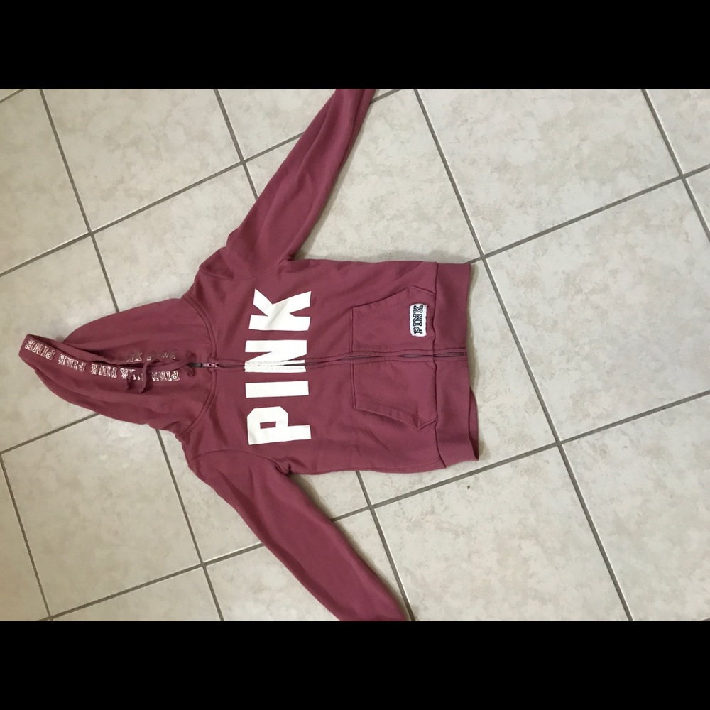 pink zip up sweater