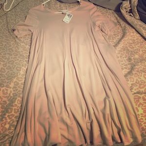 Tan, flowing T-shirt dress!