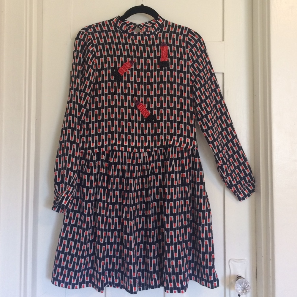Lipstick Print Drop-Waste Dress