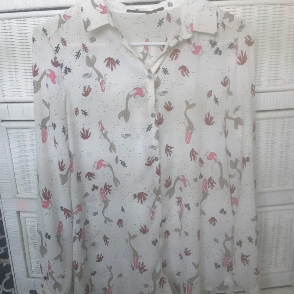 Mermaid long sleeve work blouse