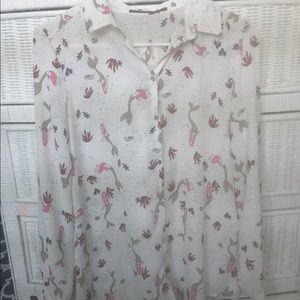Mermaid long sleeve work blouse