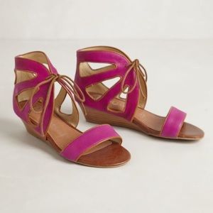 Jeffrey Campbell pink leather wedges sandals 🌺