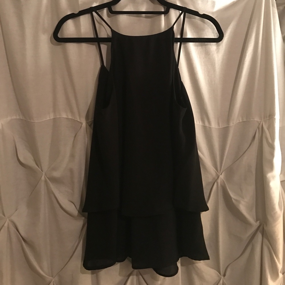 Multi-layer Black Spaghetti Strap Blouse