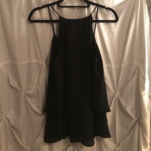 Multi-layer Black Spaghetti Strap Blouse