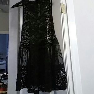 Black lace peplum top sheer new w/o tag