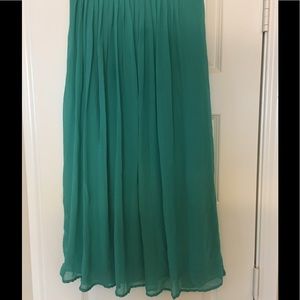 Green Pleated Maxi Skirt