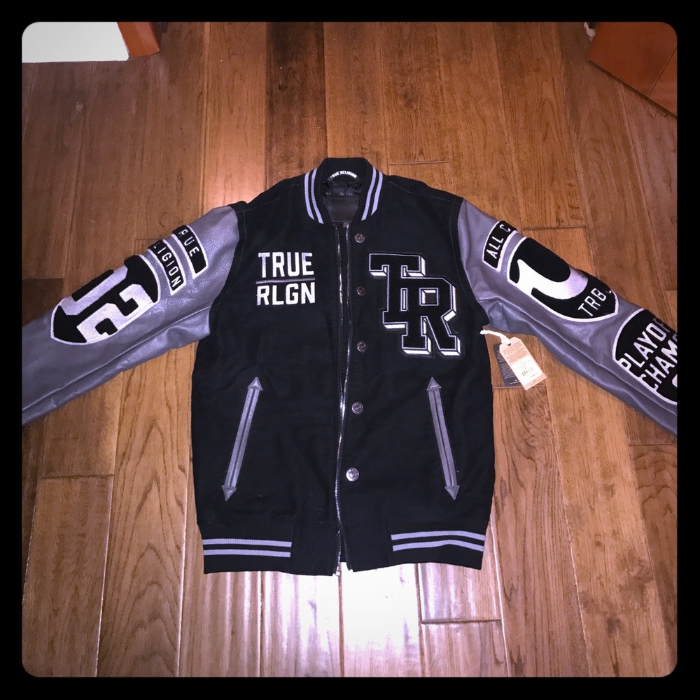 True Religion leather jacket/Varsity Bomber