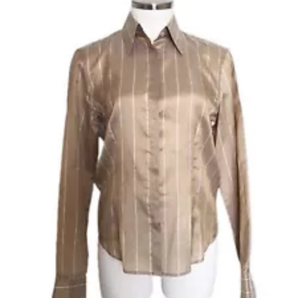 Armani Collezioni Striped Button Down Silk shirt