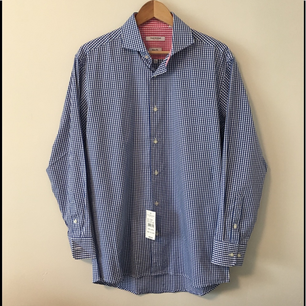 NWT Isaac Mizrahi Gingham Dress Shirt