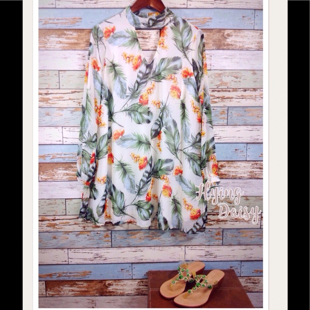 NEW TROPICAL PRINT CHOKER DRESS PEACH LOVE CAL