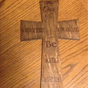 Wood Burned wooden cross