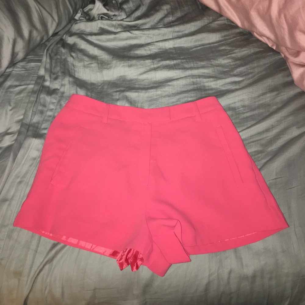 Salmon pink polyester dressy shorts