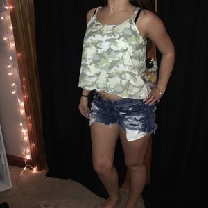 Charlotte Russe camo crop top medium